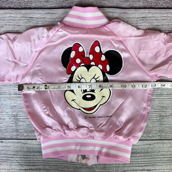 Vintage 1990s Minnie Mouse Chalk Line Satin Bomber Jacket - Picture 9 of 10